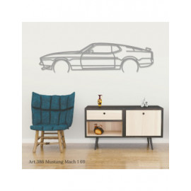 Décoration à poser Art Design support bois - silhouette Ford MUSTANG MACH 1 69
