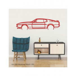 Décoration à poser Art Design support bois - silhouette Ford MUSTANG MACH 1 69
