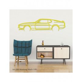 Décoration à poser Art Design support bois - silhouette Ford MUSTANG MACH 1 69