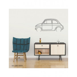 Décoration à poser Art Design support acier - silhouette Fiat 500 No