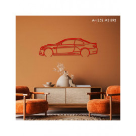 Décoration à poser Art Design support acier - silhouette BMW M3 E92 Décoration à poser Art Design support acier - silhouette BMW M3 E92