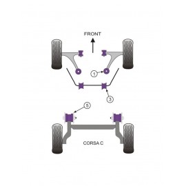 Silent-Bloc Powerflex Bras Arrière Opel Corsa C (2 Pièces)