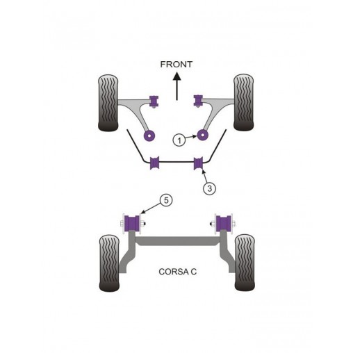 Silent-Bloc Powerflex Bras Arrière Opel Corsa C (2 Pièces)