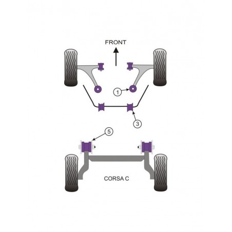 Silent-Bloc Powerflex Bras Arrière Opel Corsa C (2 Pièces)