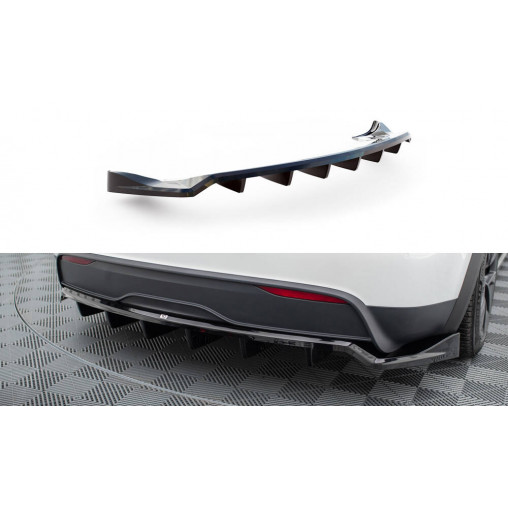 MAXTON Central Rear Splitter (with vertical bars) Tesla Model X Mk1 Facelift