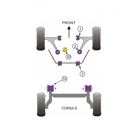 Silent-Bloc Powerflex Triangle Avant Opel Corsa D Antérieur (2 Pièces)