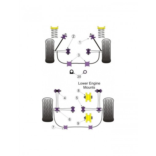 Silent-Bloc Powerflex Support Moteur Inférieur 79mm Toyota MR2 (1 Pièce)