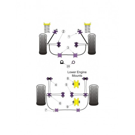 Silent-Bloc Powerflex Support Moteur Inférieur 79mm Toyota MR2 (1 Pièce)