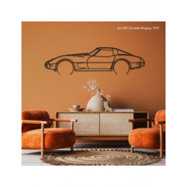 Décoration à poser Art Design support bois - silhouette Chevrolet CORVETTE STINGRAY 1975