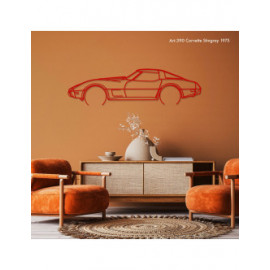Décoration à poser Art Design support bois - silhouette Chevrolet CORVETTE STINGRAY 1975