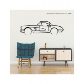 Décoration à poser Art Design support bois - silhouette Chevrolet CLASSIC 1960 CORVETTES