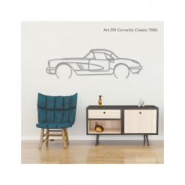 Décoration à poser Art Design support bois - silhouette Chevrolet CLASSIC 1960 CORVETTES