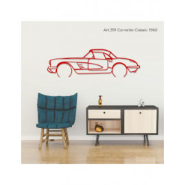 Décoration à poser Art Design support bois - silhouette Chevrolet CLASSIC 1960 CORVETTES