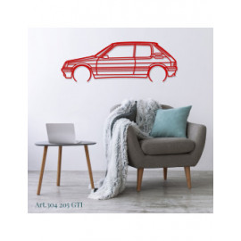 Décoration à poser Art Design support acier - silhouette Peugeot 205 GTi