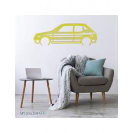 Décoration à poser Art Design support acier - silhouette Peugeot 205 GTi Décoration à poser Art Design support acier - silhouette Peugeot 205 GTi