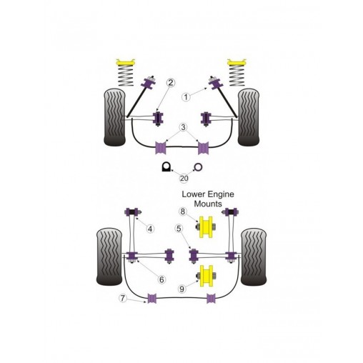 Silent-Bloc Powerflex Bras Inférieur Arrière Toyota MR2 12mm (2 Pièces)