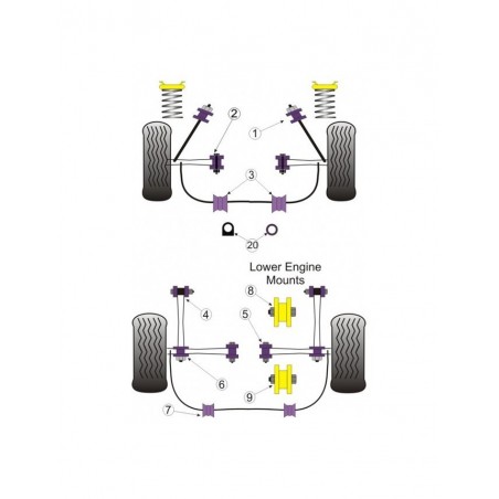 Silent-Bloc Powerflex Bras Inférieur Arrière Toyota MR2 12mm (2 Pièces)