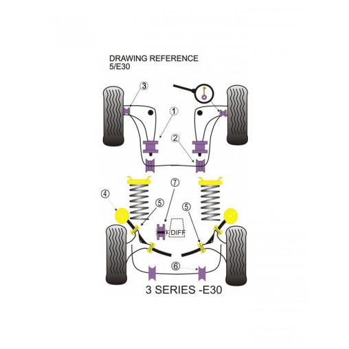 Silent-Bloc Powerflex Barre Anti-Roulis Diamètre 20mm Avant BMW E30 (2 Pièces)