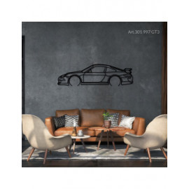 Décoration à poser Art Design support acier - silhouette Porsche 997 GT3