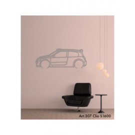 Décoration à poser Art Design support acier - silhouette Renault CLIO S1600 Décoration à poser Art Design support acier - silhouette Renault CLIO S1600