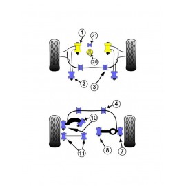 Silent-Bloc Powerflex Bras Avant Inférieur Arrière Ford Focus MK2 (2 Pièces)