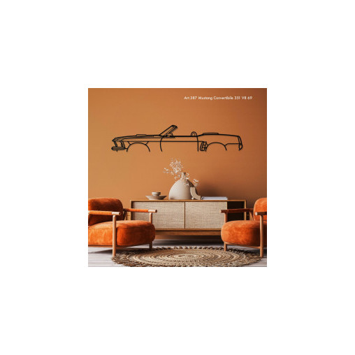 Décoration murale Art Design - silhouette Ford MUSTANG CONVERTIBLE 351 V8 69 Décoration murale Art Design - silhouette Ford MUSTANG CONVERTIBLE 351 V8 69