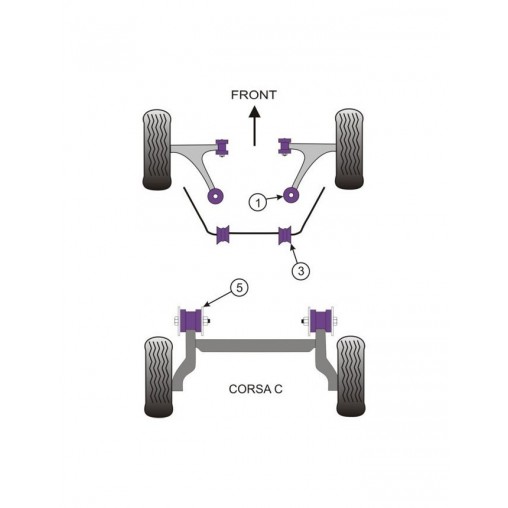 Silent-Bloc Powerflex Arrière Triangle Avant Opel Corsa C (2 Pièces)