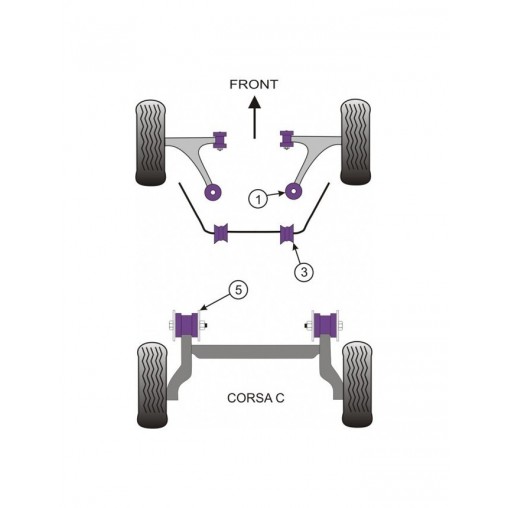 Silent-Bloc Powerflex Barre Anti-Roulis Diamètre 18mm Opel Corsa C (2 Pièces)