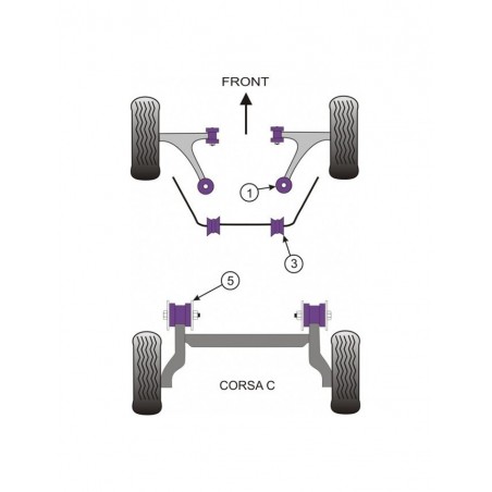 Silent-Bloc Powerflex Barre Anti-Roulis Diamètre 18mm Opel Corsa C (2 Pièces)