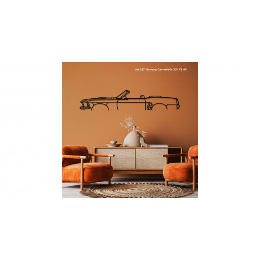 Décoration murale Art Design - silhouette Ford MUSTANG CONVERTIBLE 351 V8 69 Décoration murale Art Design - silhouette Ford MUSTANG CONVERTIBLE 351 V8 69