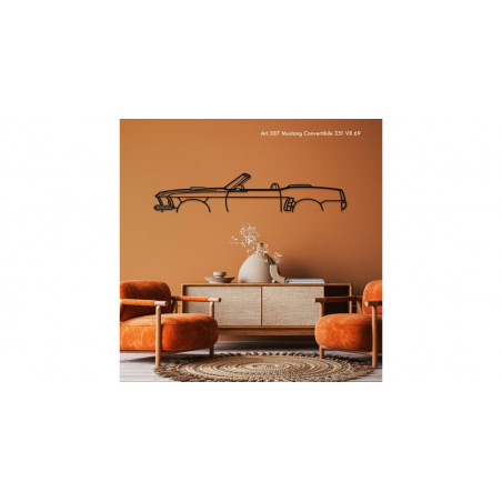 Décoration murale Art Design - silhouette Ford MUSTANG CONVERTIBLE 351 V8 69