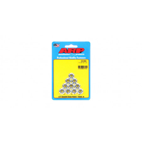 Pack écrous ARP (10) anti-desserrage à collerette 1/4-28 - Hex