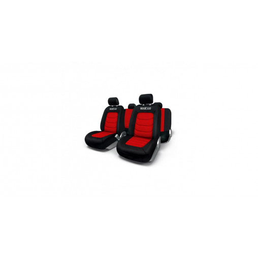 Jeu de housses complet SPARCO noir/rouge 100% polyester Jeu de housses complet SPARCO noir/rouge 100% polyester
