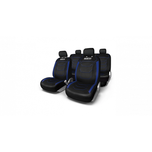 Jeu de housses complet premium SPARCO noir liseret bleu pvc+polyest