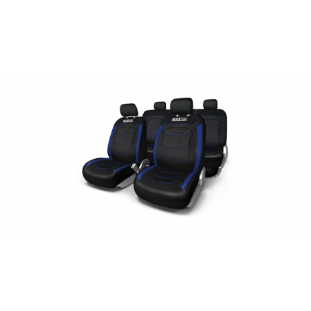 Jeu de housses complet premium SPARCO noir liseret bleu pvc+polyest