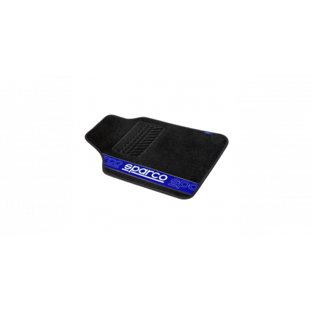 Jeu de 4 tapis tissu SPARCO noir/bleu (av 66x47cm / ar 37x47cm)