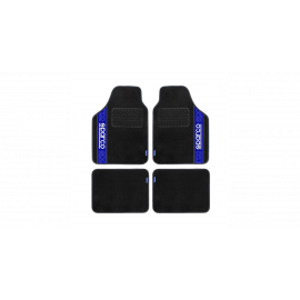 Jeu de 4 tapis tissu SPARCO noir/bleu (av 66x47cm / ar 37x47cm)