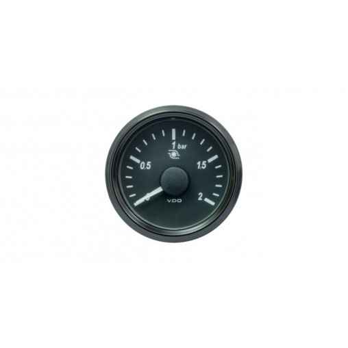Manomètre Pression Turbo VDO SingleViu 0-2Bars Diamètre 52 Fond Noir