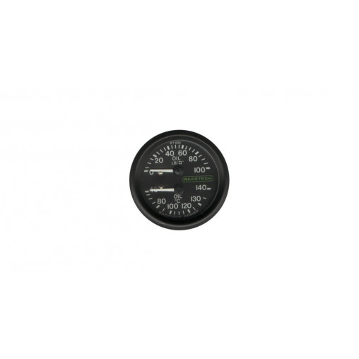 Manomètre Pression Huile 100 PSI / Température Huile 140°C Racetech Eclairé