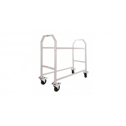 Chariot à pneu acier peinture epoxy grise longeur 1,5m avec roue polypropylene et caoutchouc