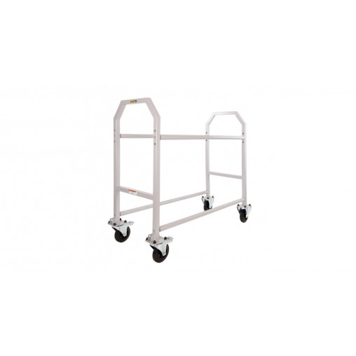 Chariot à pneu acier peinture epoxy grise longeur 1,6m avec roue aluminium et caoutchouc