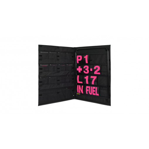 Kit panneautage alu noir avec chiffres roses et sac de rangement