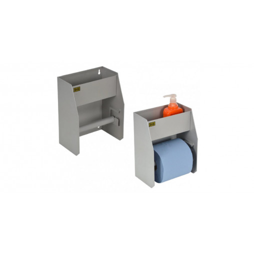 Poste de rangement produits pour nettoyage des mains petit format Poste de rangement produits pour nettoyage des mains petit format