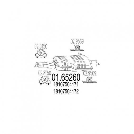 Silencieux échappement arrière MTS pour BMW E46 320i 325i 325xi 330i 330i 330xi