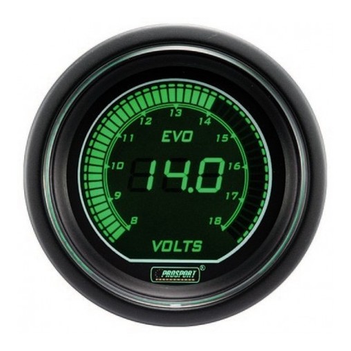 Manomètre Prosport Pression Turbo Digital Diamètre 52mm -1 à +2 Bars Blanc/Vert